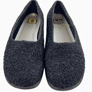Womens 9M Witchy Black Fairy Shimmering Textured Rubber Soled Flats by 9 & Co.